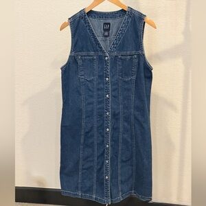Vintage GAP Denim Button Front Dress Size 16 Y2K 90s Midi